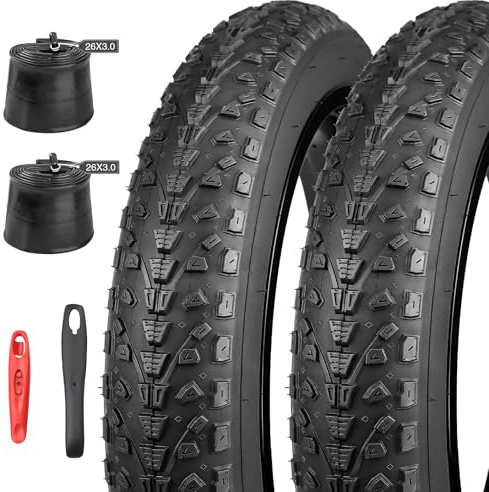 MEGHNA 2er-Set 20/26 Zoll E-Bike Reifen 3.0 Zoll Fahrradmäntel+Schlauch AV32mm 20x3.0/26x3.0 Electric Bike Reifen/Schlauche kompatibel 76-406/559 Mountain Bike/Fat Tires Bike/Snow Bike (26x3.0 Zoll)