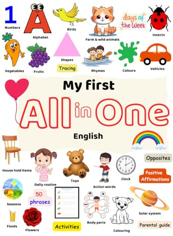 My First All in one book english : Best early learning book for kids 2 to 6 year old |Alphabet |Numbers|wild , farm, baby and sea animals |Birds ... |Colouring fun |Tracing and many more