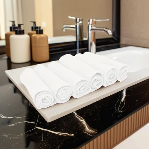 Encasa XO Paños de Cocina de Algodón, Tipo Gofre 12x12 Blanco