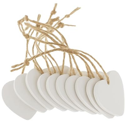 White Wooden Love Hearts (10 Pack) with String – Durable & Lightweight Painted MDF Wood Heart Shapes (4cm x 4cm) with a Pre-Drilled Hole for Hanging - Decorations, Weddings, Anniversaries & Valentines
