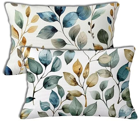 Kissenbezug 50x60 cm Blau Kissenbezüge Anlage Zierkissen 2er Set Rechteckig Couchkissen Zierkissenbezüge Leinen Sofa Dekokissen Kopfkissenbezug für Deko Wohnzimmer Gartenmöbel Kissen Geschenke h-349