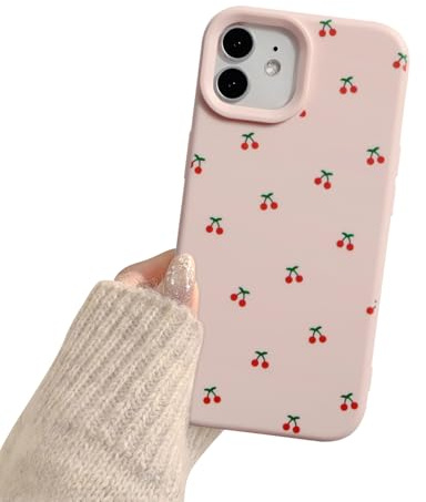 Reownest Hülle für iPhone 11, Weiche Schlanke TPU Case Cover mit Süßem Kirschmuster und Erhöhtem Kameraschutz, Ästhetische Handyhülle für Mädchen & Frauen – Rosa
