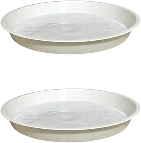 Aoktorkit 2 sottovasi bianchi da 23 cm, in plastica, per vasi da fiori, per interni ed esterni, giardino