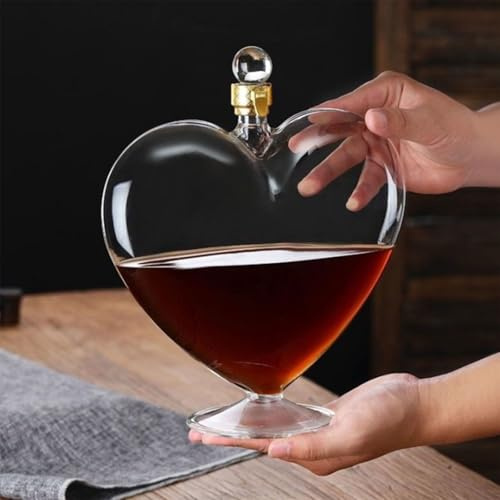 Fcmeavo Whisky Liebhaber Karaffe Herz Whisky Karaffe Weinkaraffe Bastelornamente Lustige Whiskey Decanter Geburtstagsgeschenk für Männer Papa Freund Ehemann 500ml/1000ml für Scotch Aufbewahrung(1000ml