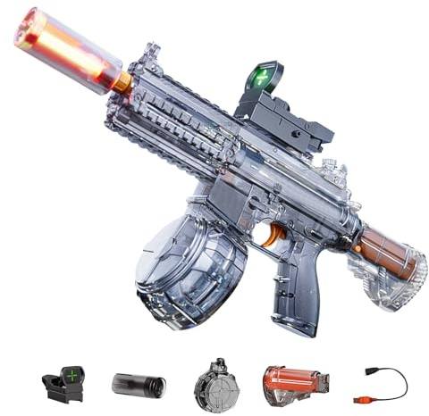 Wasserpistole Elektrisch Handbuch 450ML Wasser Spritzpistole Mit LED Lampe, Wasser Pistole Spielzeug USB-Aufladung, 8–10m Reichweite, Water Gun Kinder Erwachsene für Outdoor Sommer Strand Garten (A)