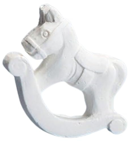 PuntoCasaStore 36 Pz gessetto cavallo a dondolo 3x3 cm in gesso bianco per bomboniera nascita battesimo comunione