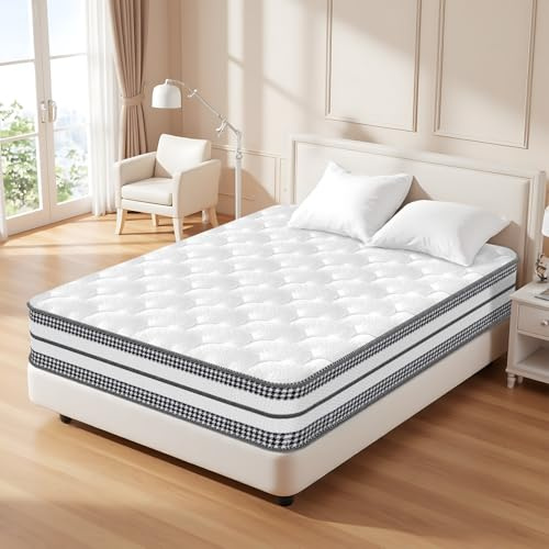 Matelas 90x200 cm Premium, Très épais 26 cm, HYBRIDE: Mousse multicouche+Ressorts ensachés, Ergonomique, H3 Mi-ferme, Durable, 7 Zones, Hypoallergénique, Respirant, Support à Haute résilience