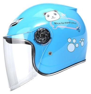 ROMISBABA Casco de Motocicleta para Niños Diseño de Dibujos Animados, Lente Grande Transparente, Protección Completa, Ligero y Transpirable para Deportes al Aire Libre
