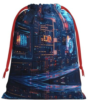 Technology Chip Patterned L drawstring bag, festive packaging bag, perfect for Christmas parties