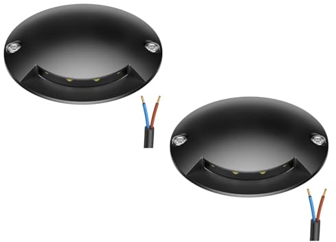 ledscom.de 2x LED Bodenleuchte, Wegmarkierung RUNDA für außen, IP67, anthrazit, rund, 70mm Ø, warmweiß
