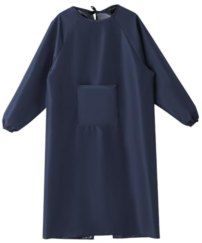 Didiseaon Kochschürze Damen Langarm Wasserdichte Schürze Herren mit Tasche | Unisex Küchenschürze Schürzen Ölabweisend Backschürze Apron Arbeitsschürze für Kochen Reinigung Labor Garten Werkstatt