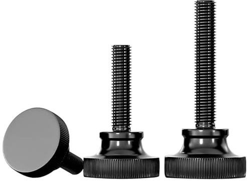 Qrity 12 Pieces Knurled Thumb Screws, M3 x 4 mm Black Zinc Plated Carbon Steel Flat Head Thumb Screws for Machines Devices Furniture