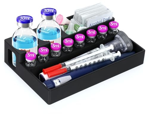 YOUSHARES Peptidhållare för kylning, insulinpenna och nålfodral, Vial peptid förvaringslåda för kylskåpet, diabetes tillbehör för Ocempic, Mounjaro KwikPen, SoloStar, sprutor (svart)