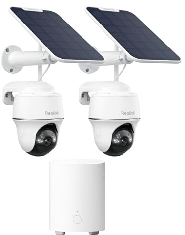 Reolink 5MP PTZ Solar Überwachungskamera Aussen Akku, 360°/140° Schwenkbare WLAN IP Kamera Outdoor mit 2,4/5GHz WiFi,All-in-One-Sicherheitszentrum mit lokalem Speicher,Argus PT 5MP×2+Home hub Mini