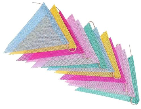 48-teiliges buntes Wimpel Set aus Stoff mit 4 Seilen zum Aufhängen, 16, 8 x 12, 7 cm, dekorative dreieckige Flaggen für Wand, Garten, Dekoration, Party Dekoration, Flaggen