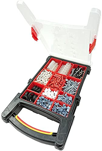 Merriway BH06626 (464 Pcs) Assortment of Electrical Socket Switch Screws, Fuses, Terminal Connectors & Screws in a 12 Compartment Carry Case - Pack of 464 Pieces