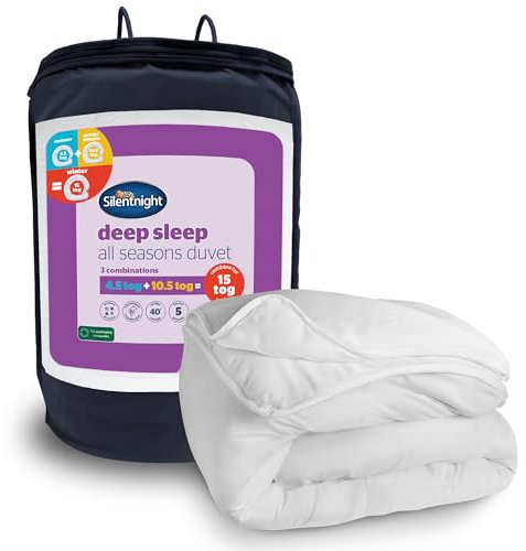 Silentnight All Seasons 3 in 1 Duvet - 4.5 & 10.5 Tog Quilts Which Combine to Create a 15 Tog Bed Duvet - Deep Sleep Comfy Ideal for Autumn, Winter, Spring & Summer - Hypoallergenic, Double