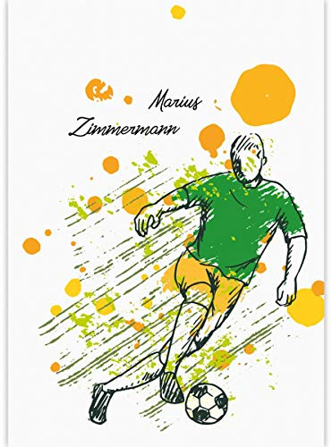 1 personalisierter Fußball Malblock A3 mit Fußballspielern Skizze mit Namen • Zeichenblock Skizzen-Block 25 Blatt blanko, kopfverleimt, Papier 100g/m²- für Schule, Basteln, Hobby