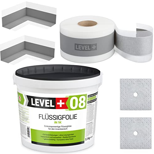 Dichtset Bandset 5,5 Kg Flüssigfolie, 2 Innenecken, 2 Wandmanschetten 5m | Dichtband, Abdichtung Bandset Abdichtungsset Dusche Bad SET13