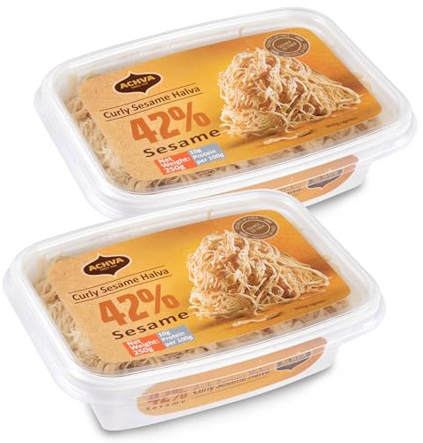 Achva Halva - Vanilla Curled - 2 Pack (250g per tub) - Most Authentic Delicious Halvah Halwa