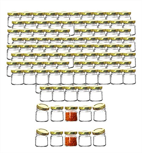 BigDean 100x kleine Marmeladengläser 53 ml - Made in Germany - Gläschen mit Schraub-Deckel - Mini Einmachgläser - Honiggläser - Probiergläser für Gastgeschenke & Hochzeit