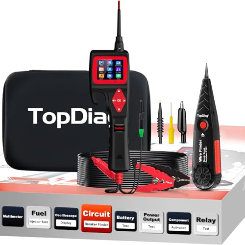 TopDiag P200 Automotive Circuit Tester, (2022 Newest) 9v-30V Power Circuit Probe Kit with 0~5V Power Supply Fuel Injector Relay Mode, Car Electrical System Test Tool AC/DC Digital Voltage Short Finder