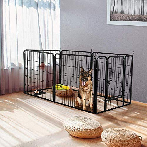 Parque para Perros de 4 Paneles Parque de Juegos para Mascotas Plegable con Puerta de Pestillo para Exterior e Interior -80 * 60cm (6 Piezas)