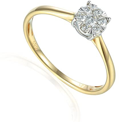 585er Gelbgold Verlobungsring Solitärring Diamant 0,18 carat Illusion Fassung Gr. 54