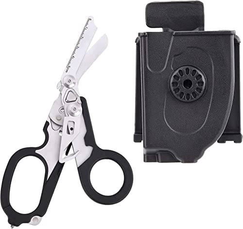 NZXVSE 6 in 1 Notfall-Schere, 6 Funktionen, Schere mit Gurtschneider und Glasbrecher, tragbares Taschen-Multiwerkzeug mit Mehrzweck-Holster