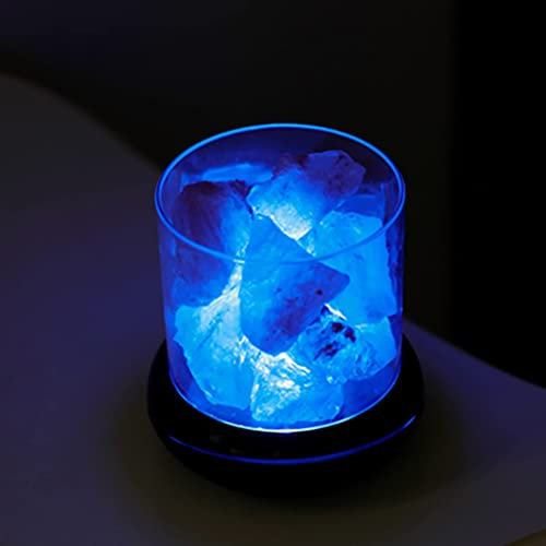 Bagima Lámpara de Sal - Luz de Cristal Lámpara de Cristal de Sal Luz de Noche, Carga USB, Control de un botón, 7 Colores de Luces estáticas y 7 Luces Que cambian de Color, Regalos decór