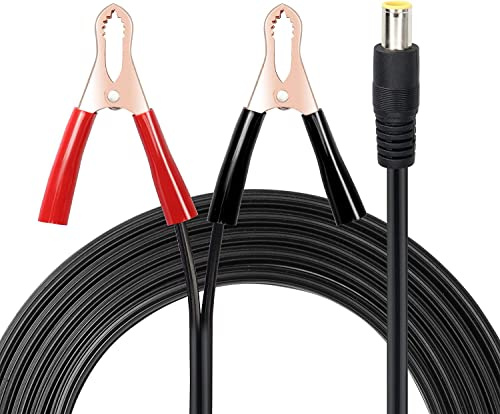 GINTOOYUN Batterie-Krokodilklemme auf DC 8 mm Steckerkabel 18 AWG 24 V Isolierte Krokodilklemme auf DC7909 Steckerkabel für tragbare Ladestationen, Sonnenkollektoren, Solarbatterien usw. (4,9 Fuß)