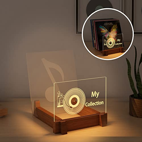 YuanDian Étagère de rangement pour disques vinyles en acrylique avec lumières blanches chaudes
