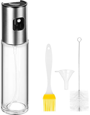 CUESVAP Öl Sprühflasche, 100ml Ölsprüher für Speiseöl, Sprühflasche Ölspender mit Pinsel, Ölspray zum Kochen, Grillen und Frittieren