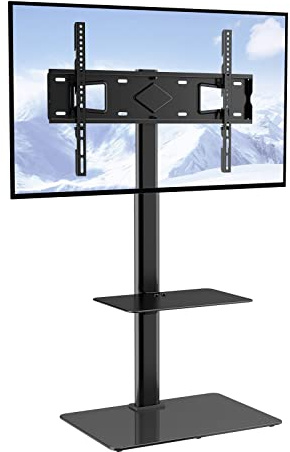 VEVOR Support TV Pivotant pour Télévisions de 81,3 à 165 cm, Meuble TV sur Pied, Portable et Réglable en Hauteur, Capacité de Charge de 41 kg, Max VESA 400x600 mm, pour Salon Maison Bureau Classe