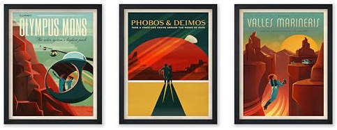 Poster Master 3-Piece Astronomy Poster - Olympus Mons Space Travel Poster - 8x10 Unframed Wall Art - Great Gift for Astronomers - Wall Decor Home, Living Room - Phobos and Deimos - Valles Marineris