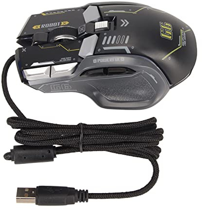 Cyrank Souris De Jeu, Souris Programmable à 10 Boutons, 13 Modes D'éclairage RVB, 6 Vitesses, 12 800 Dpi, Souris De Joueur Optique Filaire(Noir)