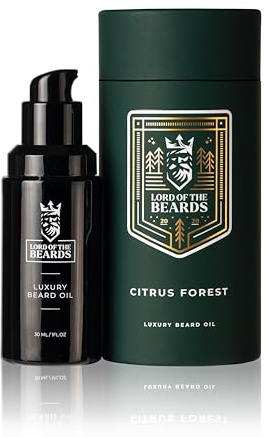 LORD OF THE BEARDS Premium Beard Oil for Men - Zesty Limes, Oranges Scented, Citrus Forest – Premium Beard Care with Organic Argan, Jojoba, Coconut Oils – Beard Growth Oil - 30 ml