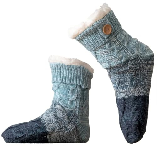 Mulor Calcetines Zapatillas Mujer Calcetines Mullidos Hasta la Pantorrilla para Niñas Regalo con Pinzas Forro Polar Antideslizante Sujeción del Calor