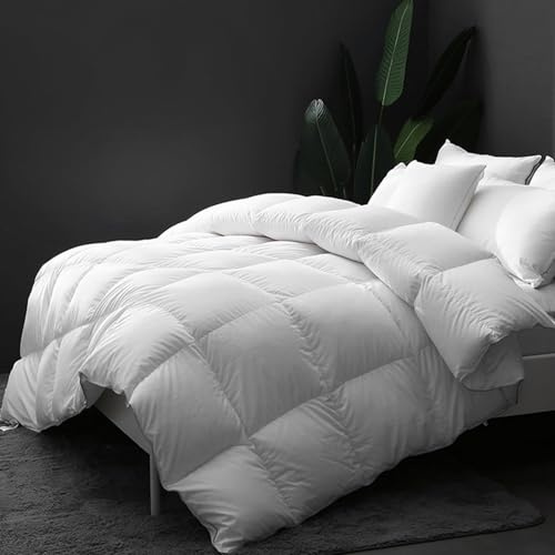 DWR Edredón de Plumas y Plumón para Cama 105/120/135 (Matrimonial 200x200 cm) - Relleno Nordico para Todo El AñO 250 g/m²,100% Algodón Orgánico, Certificado Oeko-Tex y RDS