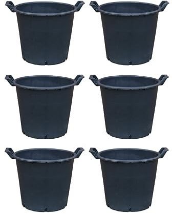 30L Heavy Duty Large Garden Pot with Sturdy Handles – UV Stable, Frost Resistant, Lightweight Container for Trees, Shrubs, Veg, and Garden Waste 6x by Thompson and Morgan (6)