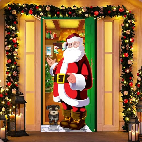 Weihnachten Tür Abdeckung Dekoration FaJoek Weihnachts Türabdeckung Dekoration 185 x 90cm Weihnachtsdeko tür Hängen Banner Hintergrund, Merry Christmas Tür Abdeckung, für Haus Haustür Veranda Deko