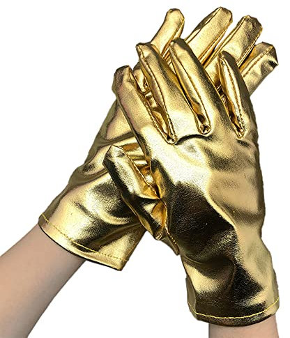 Anevous 2 Paar Dünne Handschuhe Damen, Kurz Elastisch Handschuhe Classic Opera Handschuhe, Fest Party Handschuhe für 1920er Jahre, Halloween Kostüm Handschuhe,Gold