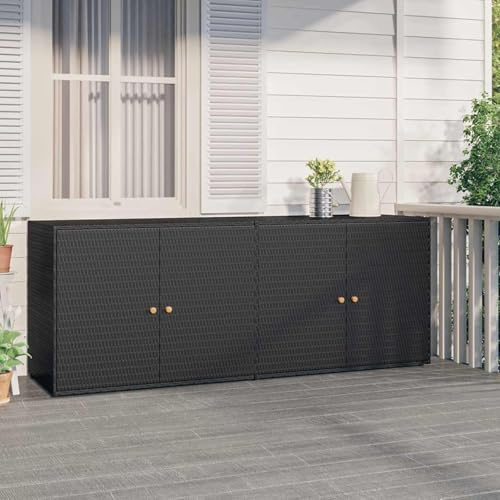 Rantry Gartenschrank Schwarz 198x55,5x80 cm Poly Rattan Schränke und Lagerung Model319870