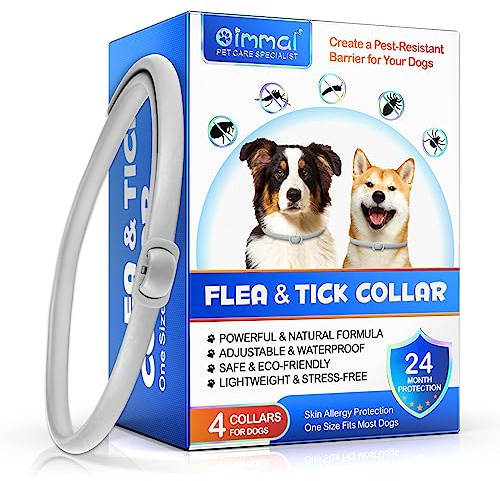 Collar Antipulgas para Perros, Collar Ajustable para Perros, Resistente al Agua, Protección Eficaz Durante 24 Meses, para Perros Pequeños, Medianos y Grandes