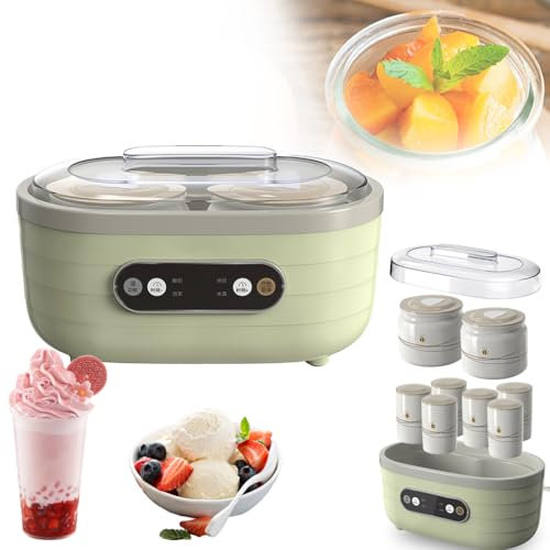 Yogurtera automática, yogurtera Digital automática con Control de Temperatura y Tiempo Ajustable, con Pantalla LED y Temporizador, fermentador de 1,75 l con 2 Tazas Grandes y 6 pequeñas