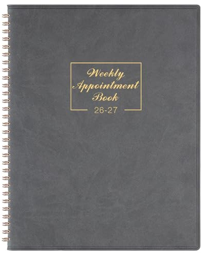 Appointment Book 2026-2027 - August 2026 to July 2027 with Times, Appointment Diary 2026-2027 A4 Week to View Hourly Planner in 15 Minutes, 21.8 x 29 cm, Soft Leather Cover