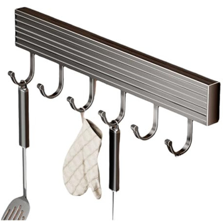 Wansiman Hakenleiste KüChe,Hakenleiste,Besteckhaken,Hakenleiste KüChe Ohne Bohren,KüChenhalterung Ohne Bohren,Utensil KüChenreling Selbstklebender,Selbstklebender,FüR KüChenutensilien
