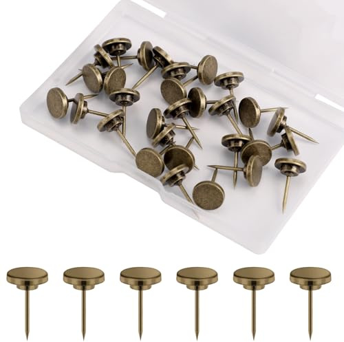 30st Reißzwecken Metall, Wand Nadeln zum Aufhängen von Bildern Kleine Wandnägel Dekorativ Push Pins für Korktafeln Bulletinkarten Poster Home Office Displays (Kupferfarbe)