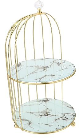Mikinona Antike Vogelkäfig Schmuckhalter Dessertständer Multifunktionaler Kosmetik Organizer Doppelschichtig Dekorativ Für Lippenstifte Kuchen