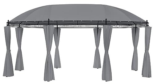 Xichuzi Pavillon mit Vorhängen, Faltpavillon, Pergola, Partyzelt, Standmarkise, Sonnenzelt, Garten Pavillion, Grillpavillon, 520x349x255 cm Anthrazit